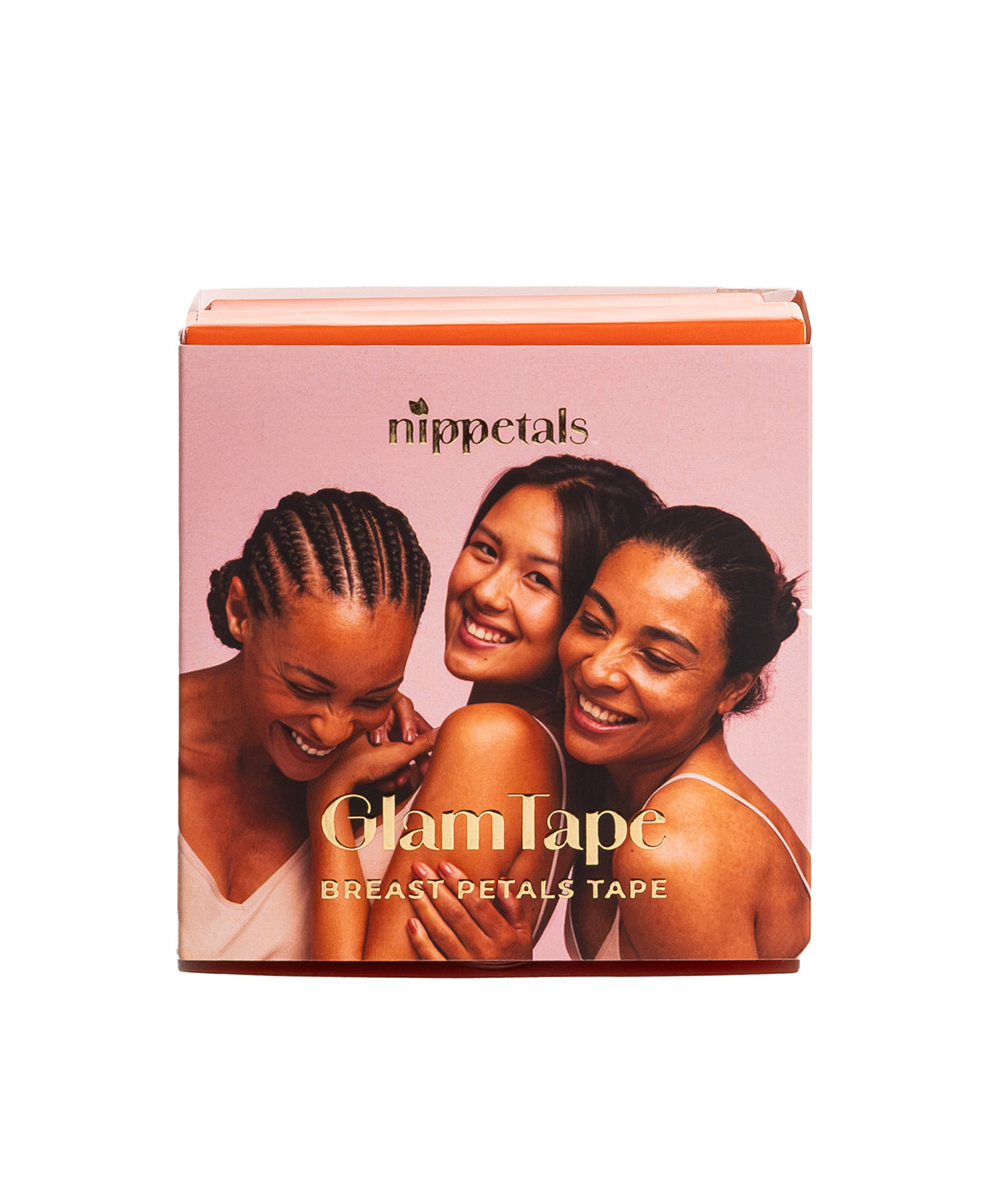 Nippetals GlamTape packaging sleeve, showcasing the sleek design, perfect for strapless wear and providing seamless lift and support