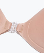 Close-up of the front opening clasp of Nippetals BareEase, designed for easy wear and secure closure for strapless support