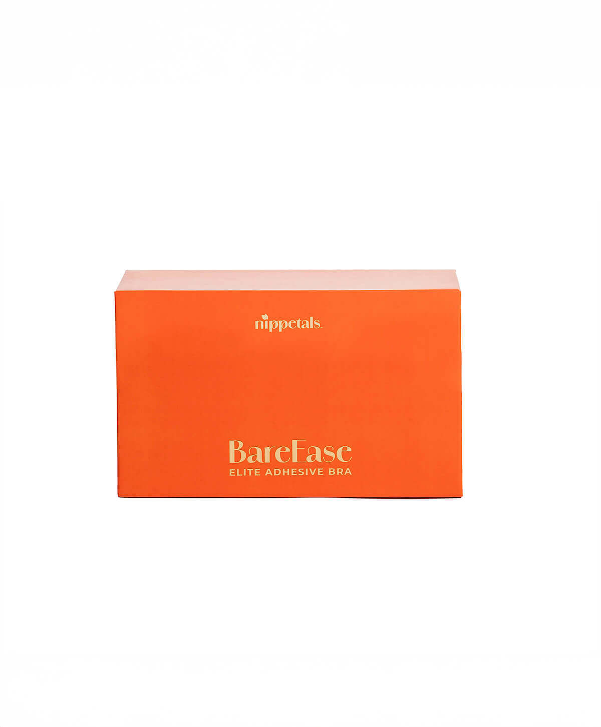 Nippetals BareEase packaging box, featuring the Elite Adhesive Bra designed for secure, strapless support and a seamless fit