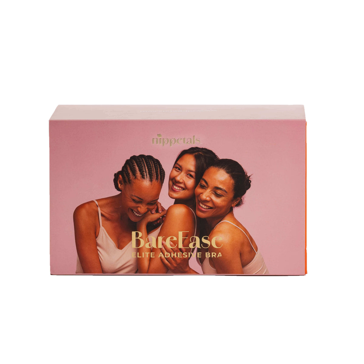 Nippetals BareEase packaging sleeve, showcasing the sleek design and comfortable adhesive for strapless wear