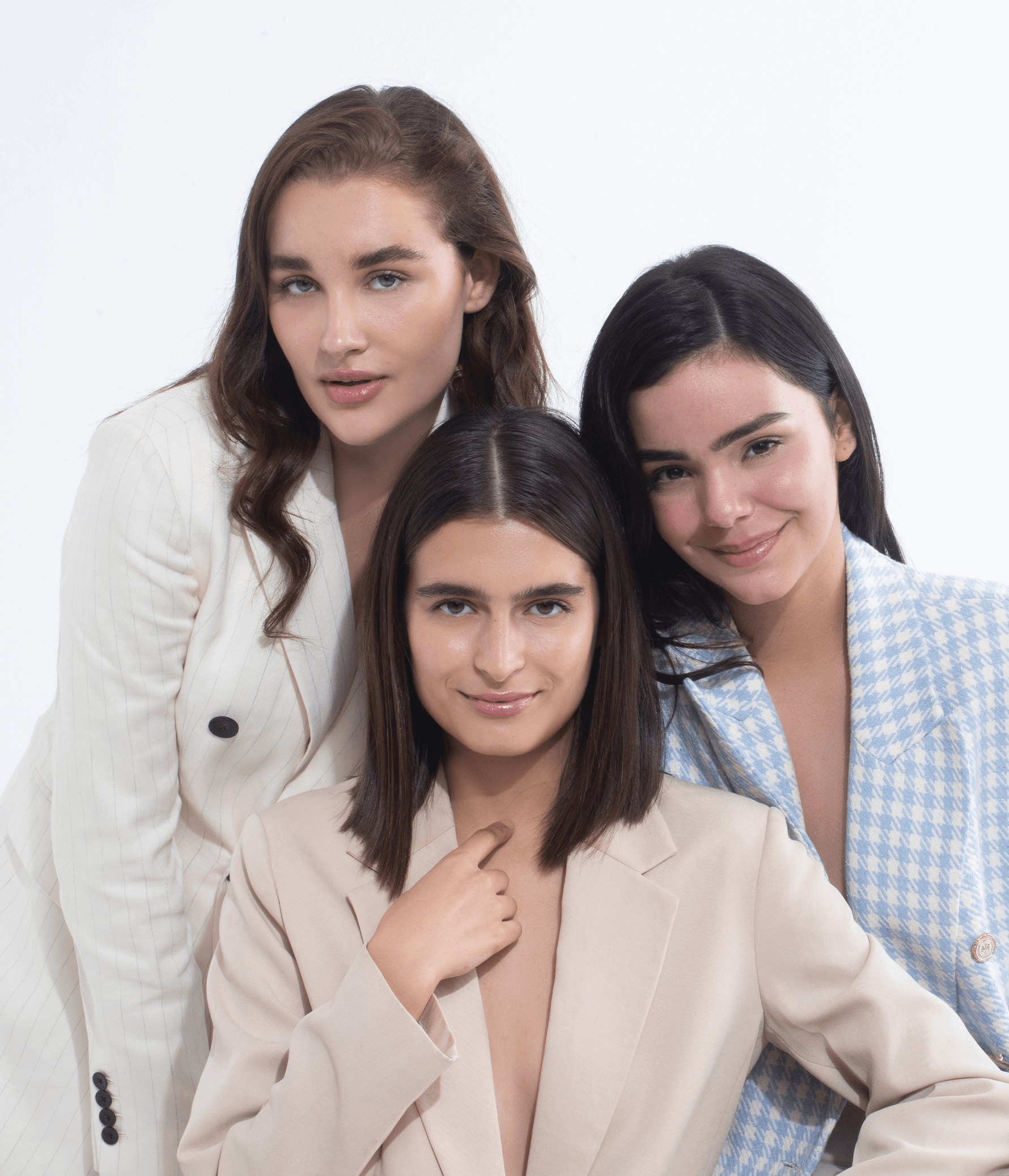 Three models wearing Nippetals products under work wear for discreet support and long-lasting comfort